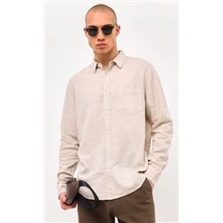 Рубашка д/р лен F111-0450-1 beige