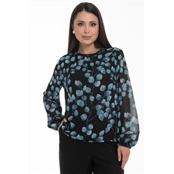 Блузка шифоновая чёрная с принтом