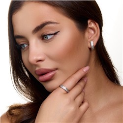 Комплект ювелирной бижутерии коллекция "Дубай" серьги и кольцо 16 р, покрытие позолота, вставка: цирконы, цвет: прозрачный, арт.414.651-16