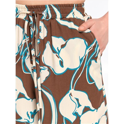 Брюки коричневые в пижамном стиле