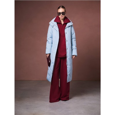 Пуховик женский серо-голубой