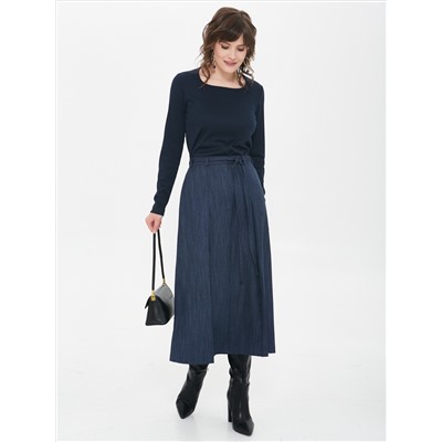 Юбка тёмно-синяя с поясом