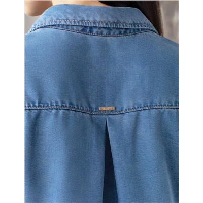 Укороченная блузка с коротким рукавом из джинсового лиоцелла