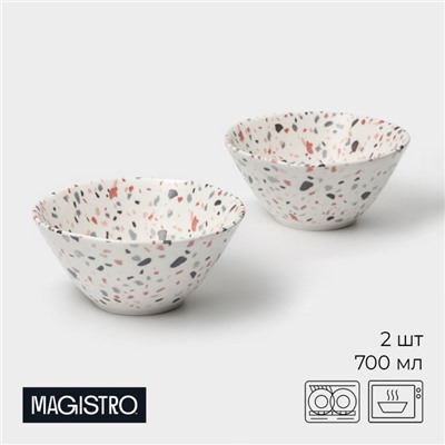 Салатники Magistro Terazzo, 700 мл, 16×7.4 см, набор 2 шт., фарфор, белые