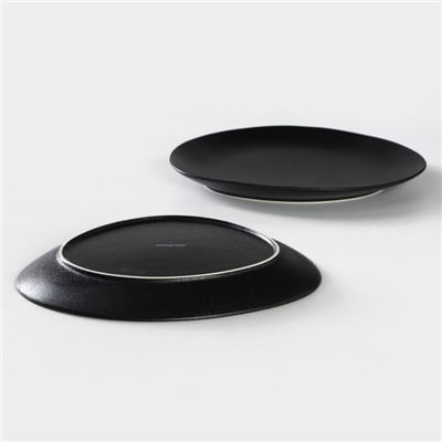 Тарелки Magistro Carbon, 26×23 см, набор 2 шт., фарфор, чёрные