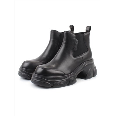 01-H23B-40A BLACK Ботинки демисезонные женские (натуральная кожа, байка)