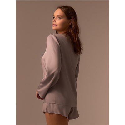 Пижама женская (рубашка, шорты) SL HOME Modal Home, серо-бежевая