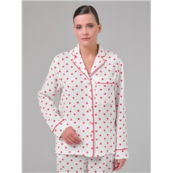 Блузка белая в сердечко из муслина с накладным карманом