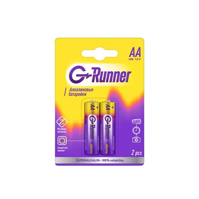 Батарейки алкалиновые «G-runner» AA/LR6, 1,5 V, в блистере 2 батарейки, (упаковка 12 шт)