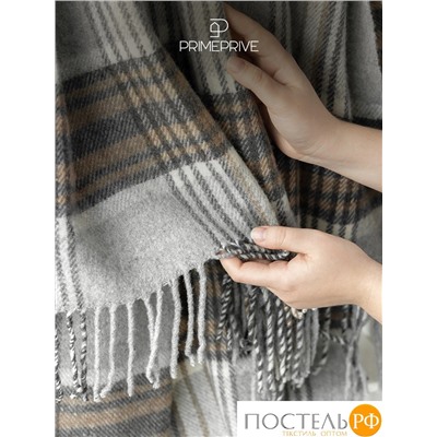 Prime Prive ГОСТА Плед св.сер. 140х200+10х2 см, 1 пр., 100% шерсть, 325 г/м2