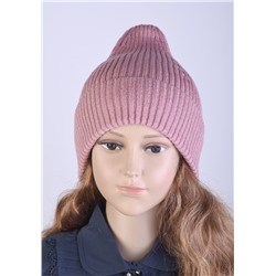 43  Шапка "Тыковка" люрекс с отворотом одинарная Виноград/шт