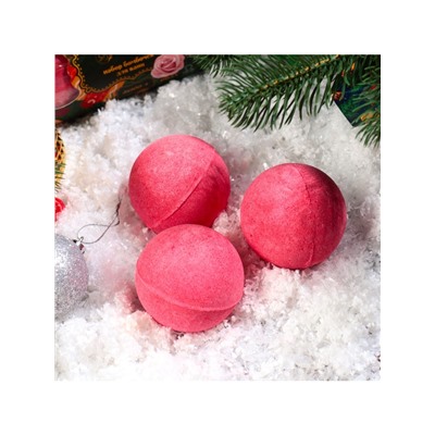 Новогодний подарочный набор косметики SB BEAUTY, бомбочки для ванны «Конфета», красный, 3×100 г