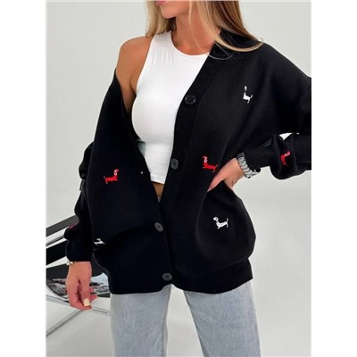 Кардиган с вышивкой (вязаный трикотаж)