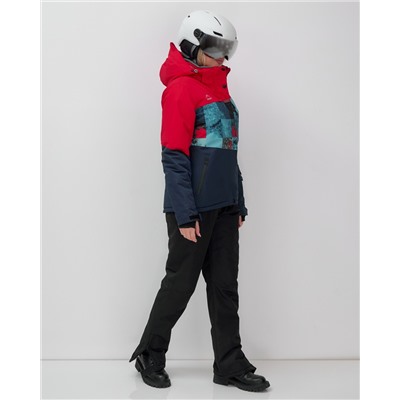 Горнолыжный костюм женский зимний красного цвета 02395Kr