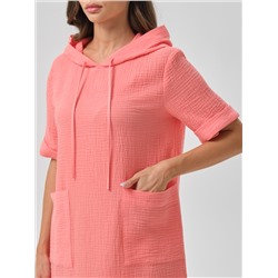 Платье коралловое с капюшоном