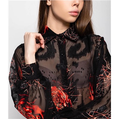 Блуза #КТ550 (1)-1, чёрный,красный