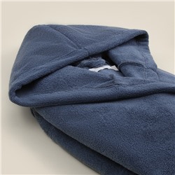 Халат махровый с капюшоном женский SL HOME: Basic «Ривьера», хлопок 100%, синий