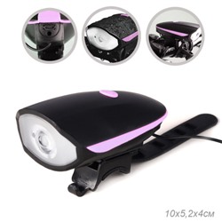 Фонарь передний COMIRON "EASY" корпус: ABS; свет: CREE XPG, 250lm; аккумулятор 1200 mAh, USB, сигнал 140Дб, влагозащищённый, розовый. АКЦИЯ/уп 30/120/