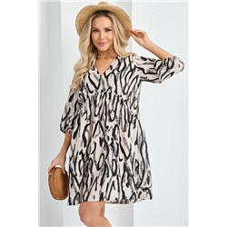 Платье А-силуэта бежевое с завязками по спинке