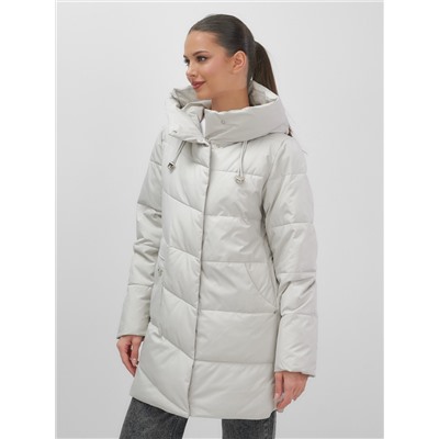 Куртка женская демисезонная с капюшоном серого цвета 1139Sr