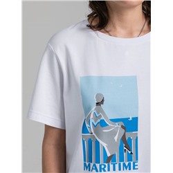 Футболка белая оверсайз с принтом