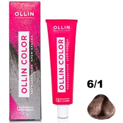 OLLIN COLOR Перманентная крем-краска для волос 6/1 темно-русый пепельный 60 мл