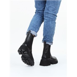 01-BE22B-4A BLACK Ботинки демисезонные женские (натуральная кожа, байка)