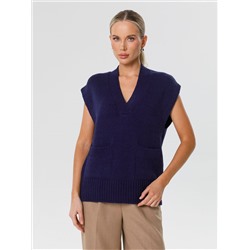 Жилет вязаный тёмно-синий