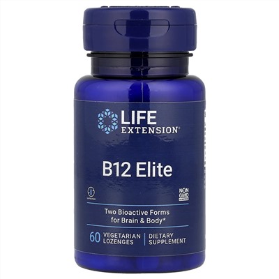 Life Extension, B12 Elite, 60 вегетарианских пастилок (1000 мкг в 1 пастилке)