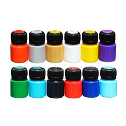 Краска по ткани, набор 12 цветов × 20 мл, ЗХК Decola, акриловая на водной основе, (4141216)