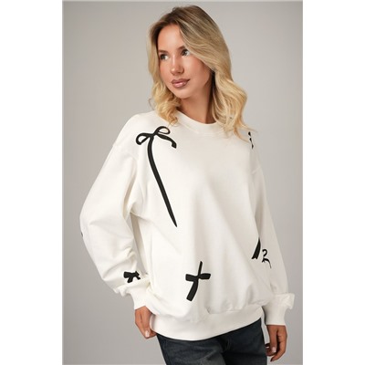 Женский свитшот оверсайз из футера трехнитки Happyfox