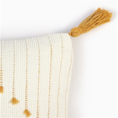 Наволочка декоративная с кисточками «Этель. Сканди», 45×45 см, бежево-жёлтая