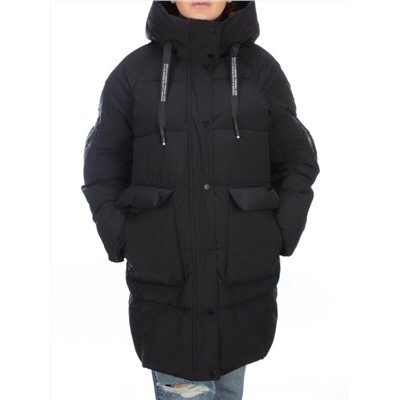 2197 BLACK Пуховик женский зимний AIKESDFRS (холлофайбер)