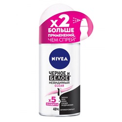 Nivea Deo ролик жен (82240) Невид.защита д/черн.,бел. Clear 50мл