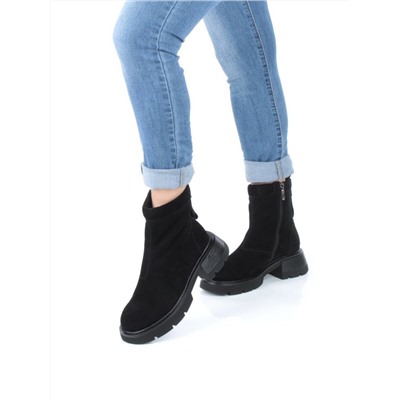 04-M3-L861 BLACK Ботинки зимние женские (натуральная замша, натуральный мех)