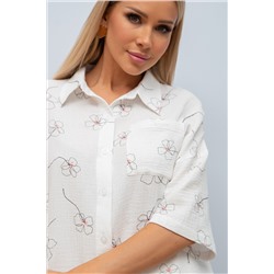 Белый летний костюм с шортами Кейлин №1