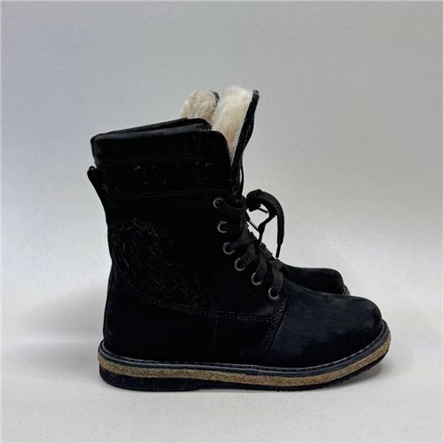 Ботинки женские черные, крейзи, чёрный войлок на войлочной подошве Размеры 36