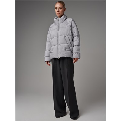 Пуховик женский серо-голубой