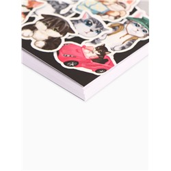 Записная книжка А6, 100 листов, в клетку «Мемные коты»