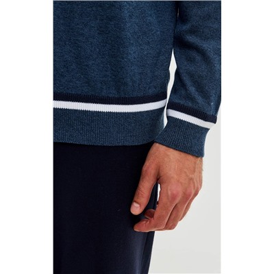 Пуловер однотонный мужской с V-образной горловиной F021-15-0046 jeans melange