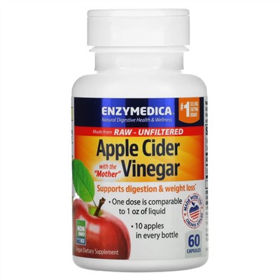 Enzymedica, Яблочный уксус, 710 мг, 60 капсул (355 мг на капсулу)