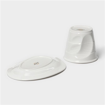 Чайная пара фарфоровая Magistro «Бланш», 2 предмета: чашка 300 мл, блюдце, цвет белый