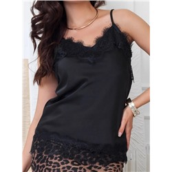 Топ атласный с кружевом