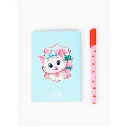 Подарочный набор, блокнот раскраска А6, 32 л., ручка пиши-стирай «Кошка»