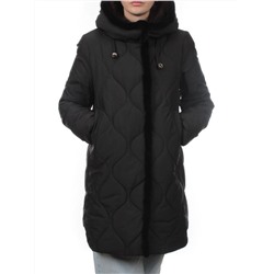 310 BLACK/BLACK Пальто зимнее стеганое женское (200 гр. холлофайбер, натуральная норка)