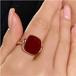 Кольцо 19 р ювелирная бижутерия коллекция "Дубай" покрытие позолота, вставка: пластик, цвет: красный, арт.414.584-19