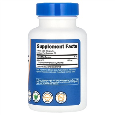 Nutricost, альфа-ГФХ, 600 мг, 60 капсул (300 мг в 1 капсуле)