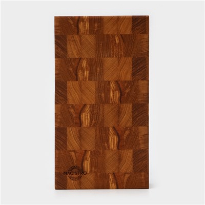 Доска разделочная деревянная торцевая Magistro, с металлической гастроемкостью, 30.5×16.5×5 см, в крафтовой коробке, дуб