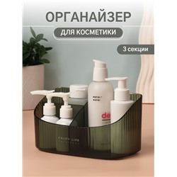 Органайзер для хранения «GREEN», 3 секции, 18,5 × 9,5 × 10 см, цвет полупрозрачный/зелёный