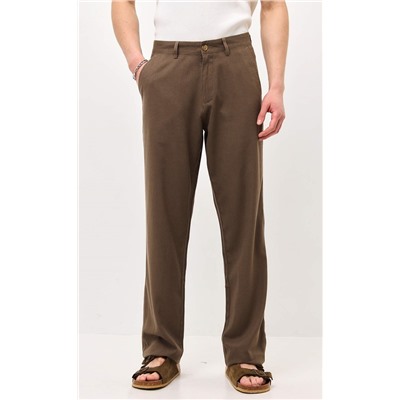 Брюки льняные мужские F111-0851 светло-коричневые